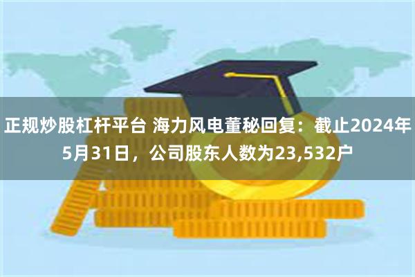 正规炒股杠杆平台 海力风电董秘回复：截止2024年5月31日，公司股东人数为23,532户